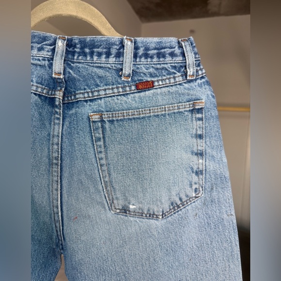 Vtg RUSTLER Thrashed Straight Jeans Mens 33x30 100% Cotton Distressed 90s Denim - Picture 3 of 11